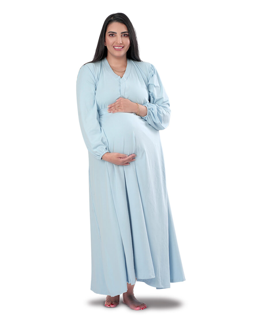 ثوب فرح ازرق سماوي - فستان الحمل و الرضاعة