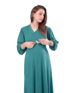 ثوب فرح أخضر فيروزي غامق - فستان الحمل و الرضاعة