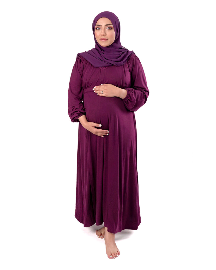 ثوب فرح بنفسجي - فستان الحمل و الرضاعة
